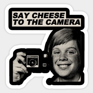 say cheese to the camera vintage 80s style Sticker